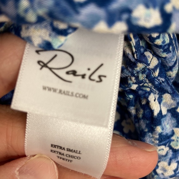 NWT Rails Eliza Mini Dress Ice Chrysanthemum Women XS Blue Floral Balloon Summer - Picture 10 of 11